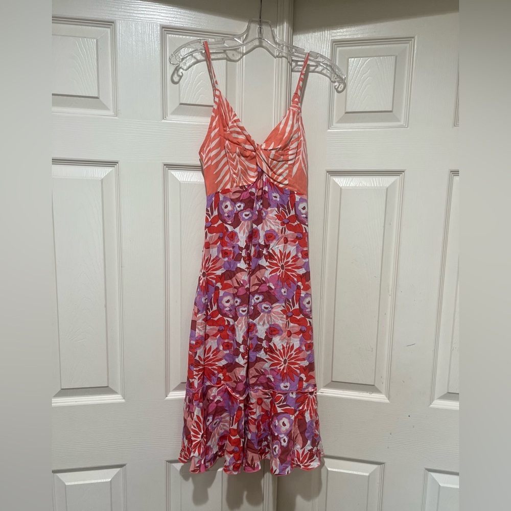 Santiki floral colorful straps mini Sun dress babydoll feminine beach small‎